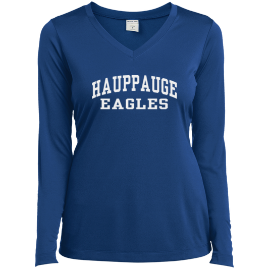 Hauppauge High School Eagles Sport-Tek Womens Long Sleeve V-Neck Tee - LST353LS